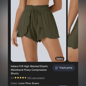 Halara Olive Green High Waisted Flowing Shorts